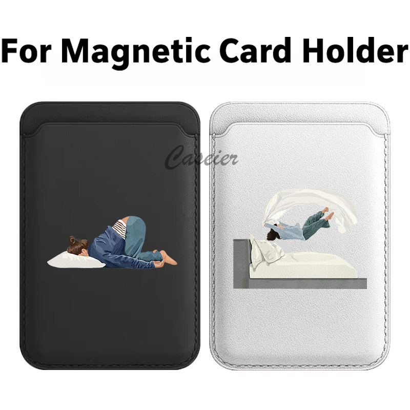 Phone Accessories For Girls - Bed Girl Pattern Magnetic Leather Wallet