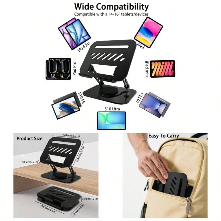 Phone Accessories For Travel - Black Phone Holders Tablet Stand, 360